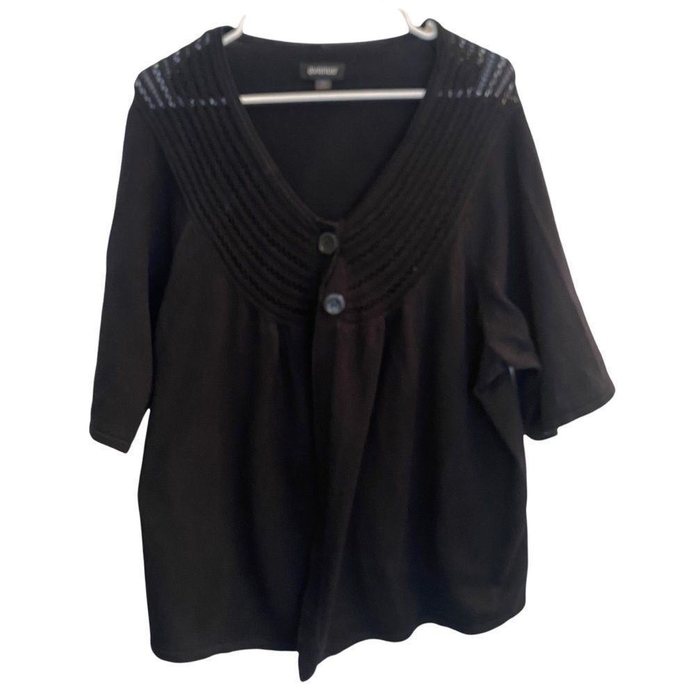 Avenue Black Short Sleeve Cardigan Sz‎ 22/24